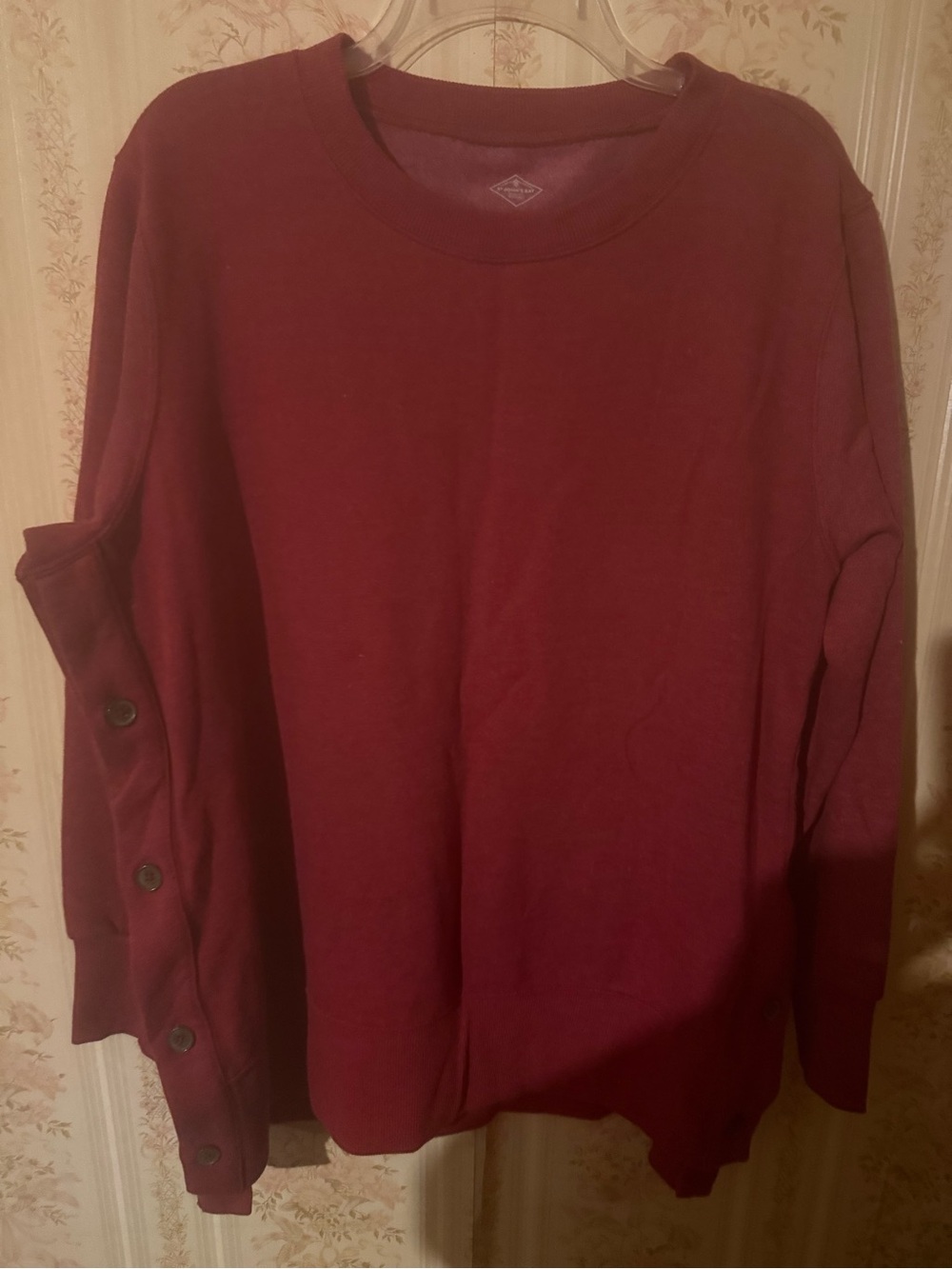 St. John's Bay Burgundy Crewneck Sweater with Side Buttons